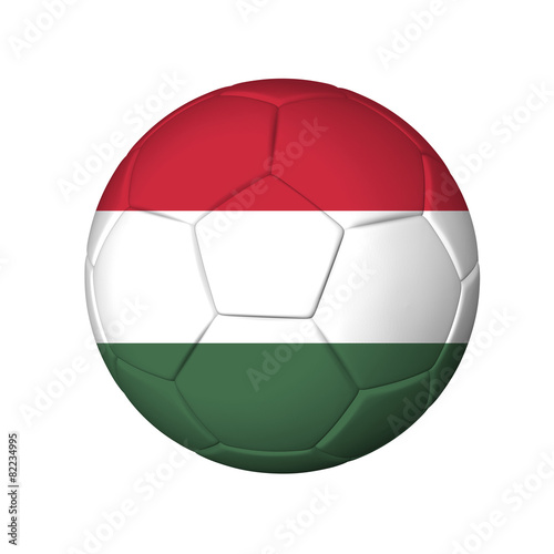 Soccer football ball with Hungary flag. Isolated on white.
