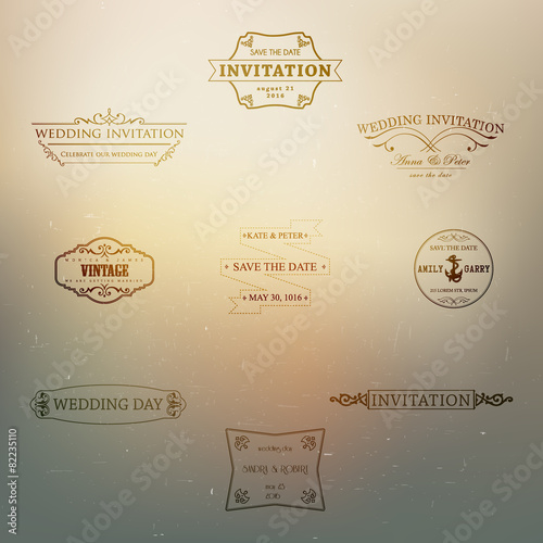 Vector design elements and calligraphic page decorations for wed