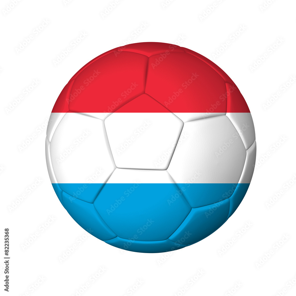 Soccer football ball with Luxembourgh flag. Isolated on white.