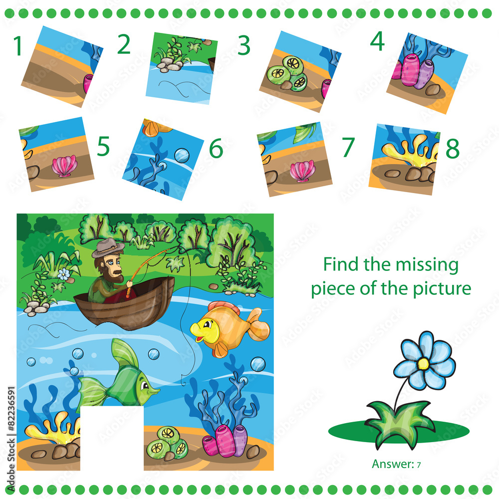 Fototapeta premium Find missing piece - Puzzle game for Children