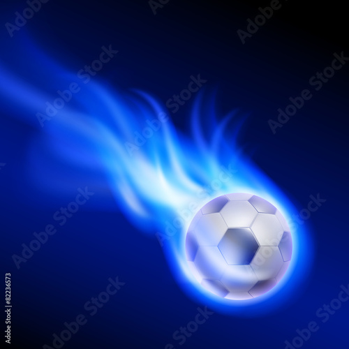 Burning football on blue fire