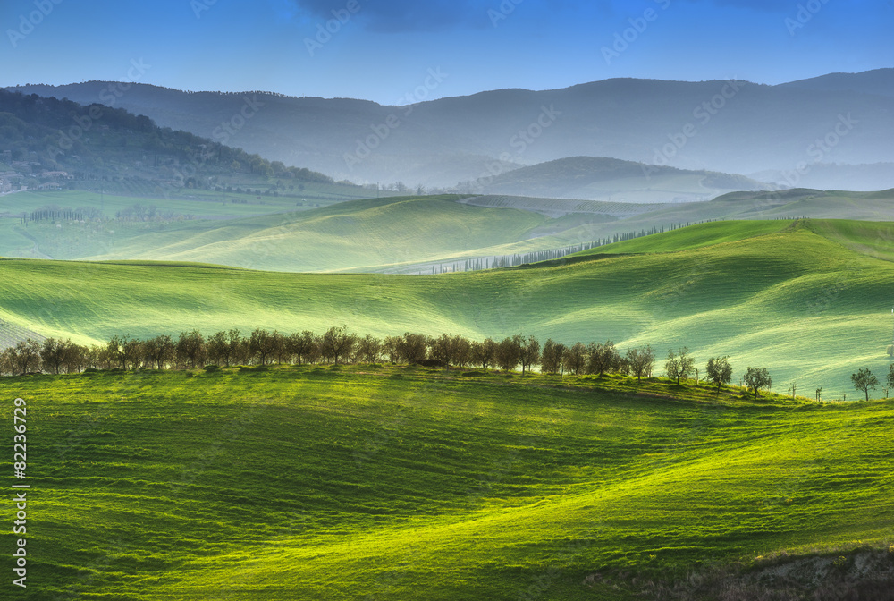 Rural landscape in spring day in Tuscany, Italy