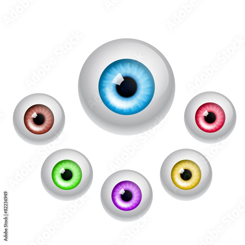 Set of colorful eyes isolated on white