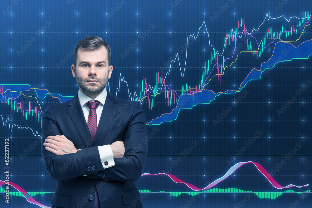 Trader and forex chart. Trader and forex chart.