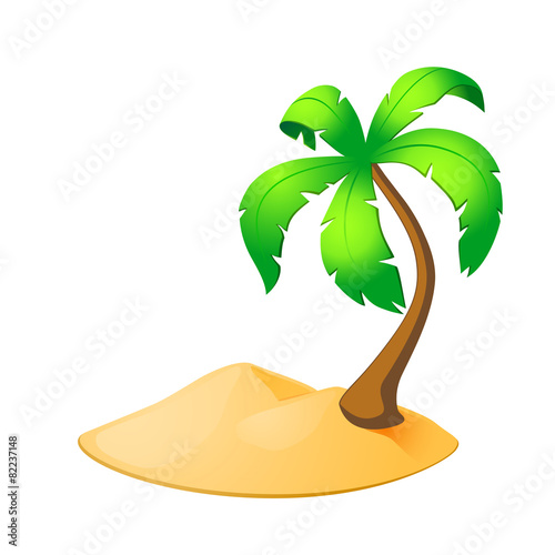 Palm tree island isolated on white