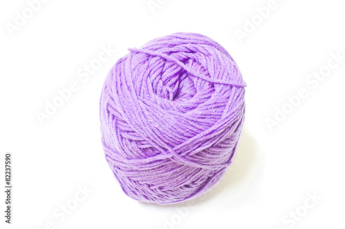 Violet yarn on white background
