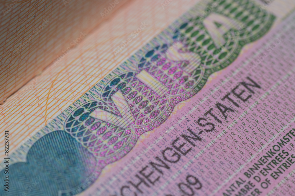 Fototapeta premium Visa stamp travel