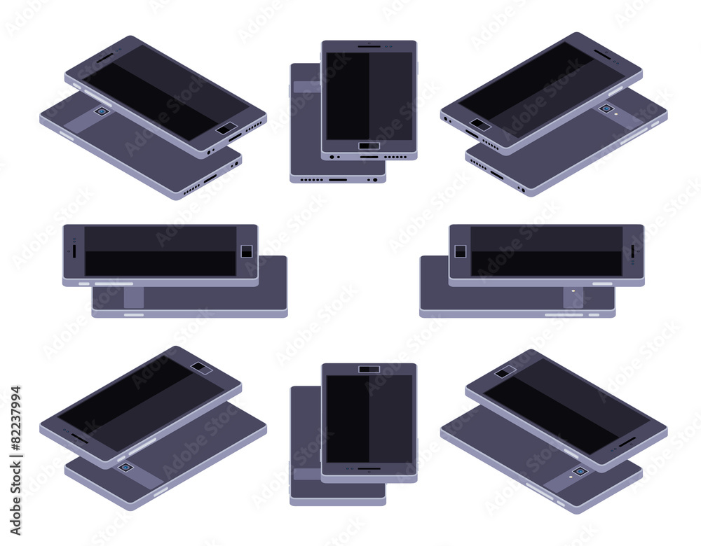 Isometric generic black smartphone Isometric generic black smartphone