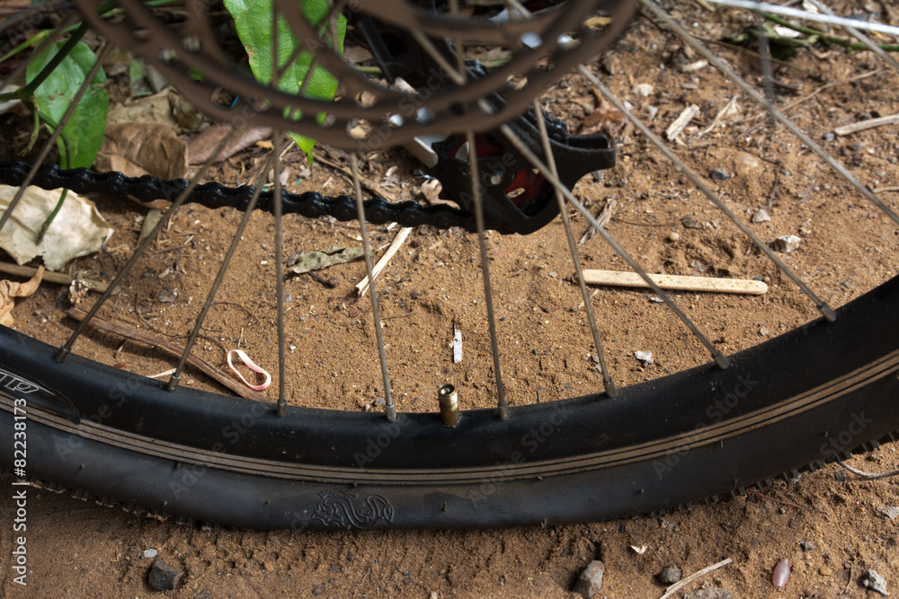 Patched up inner tube of an bicycle tire. StockFoto Adobe Stock