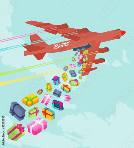Santas bomber dropping the gifts