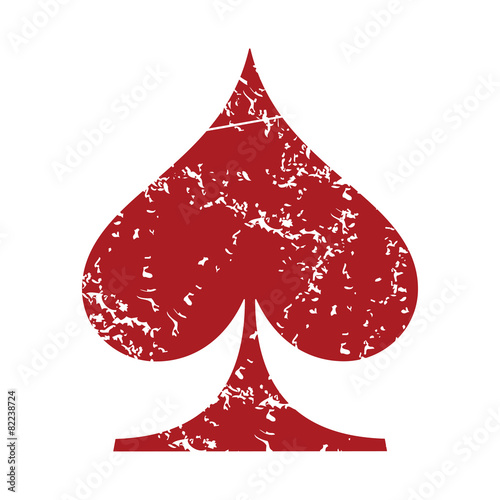 Red grunge spades card logo