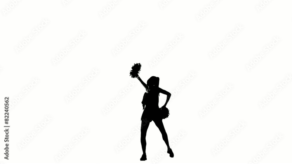 beautiful girl cheerleader dances on a white background with beautiful girl cheerleader dances on a white background with