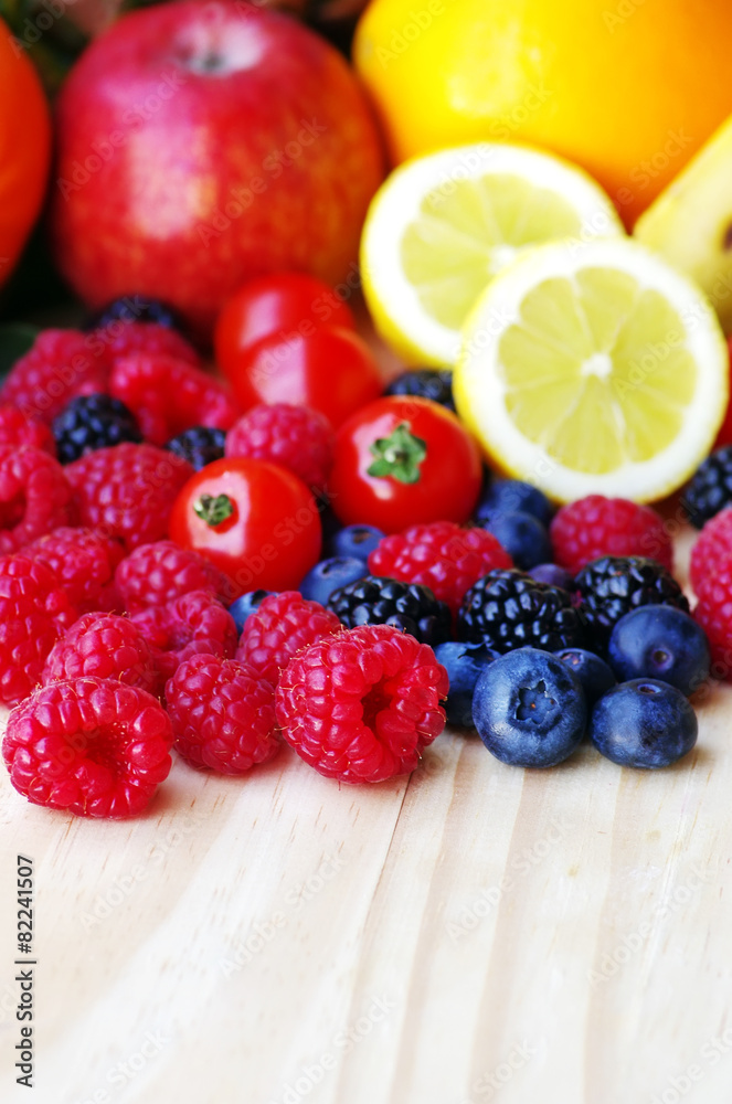 Wild fruits on table Wild fruits on table