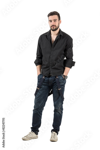 Confident fashion male with rolled sleeves