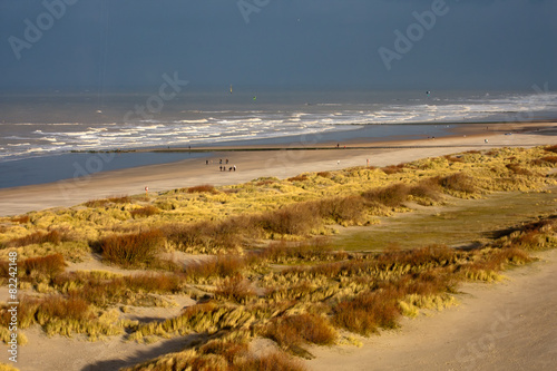 View to the beach in Knokke, Belgium. photo