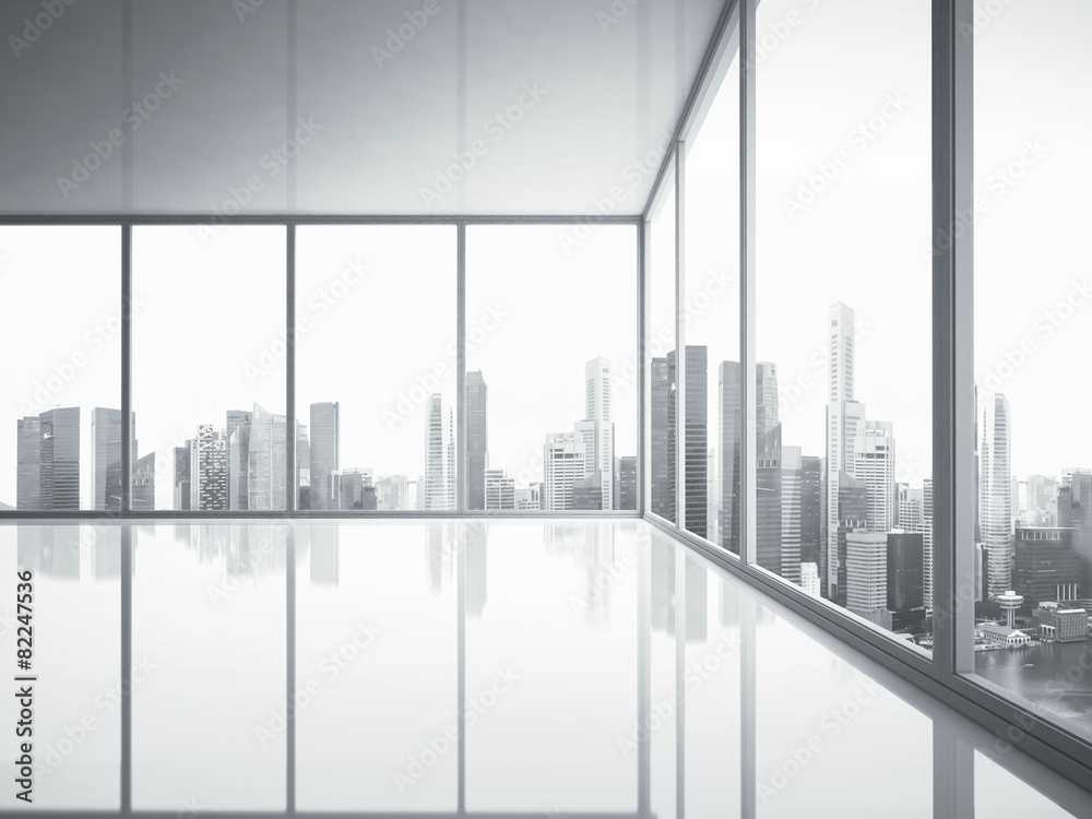 Empty space interior with large windows. 3d render Empty space interior with large windows. 3d render