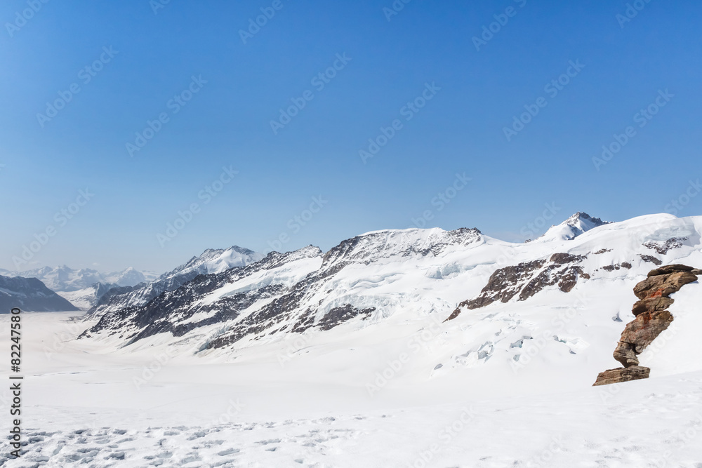 Aletsch Glacier in the Jungfraujoch, Alps Mountain, Switzerland