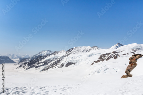 Aletsch Glacier in the Jungfraujoch  Alps Mountain  Switzerland