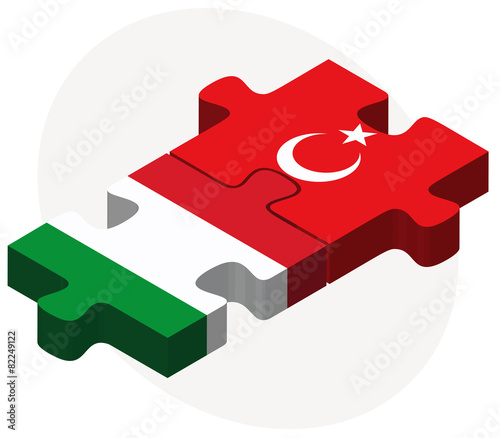 Italy and Turkey Flags in puzzle