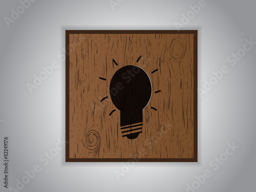 Wooden icon button lightbulb sign