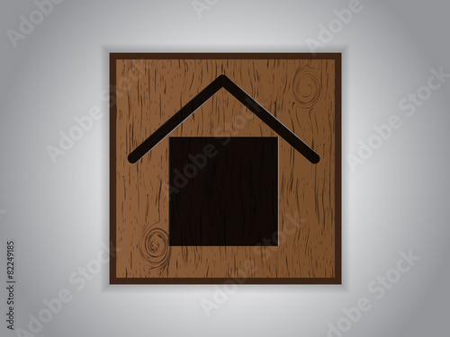 Wooden icon button home sign