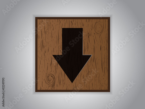 Wooden icon button download arrow