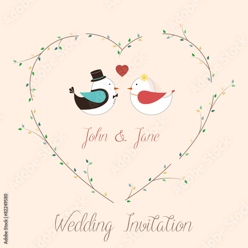Hochzeitseinladung Vogelpaar