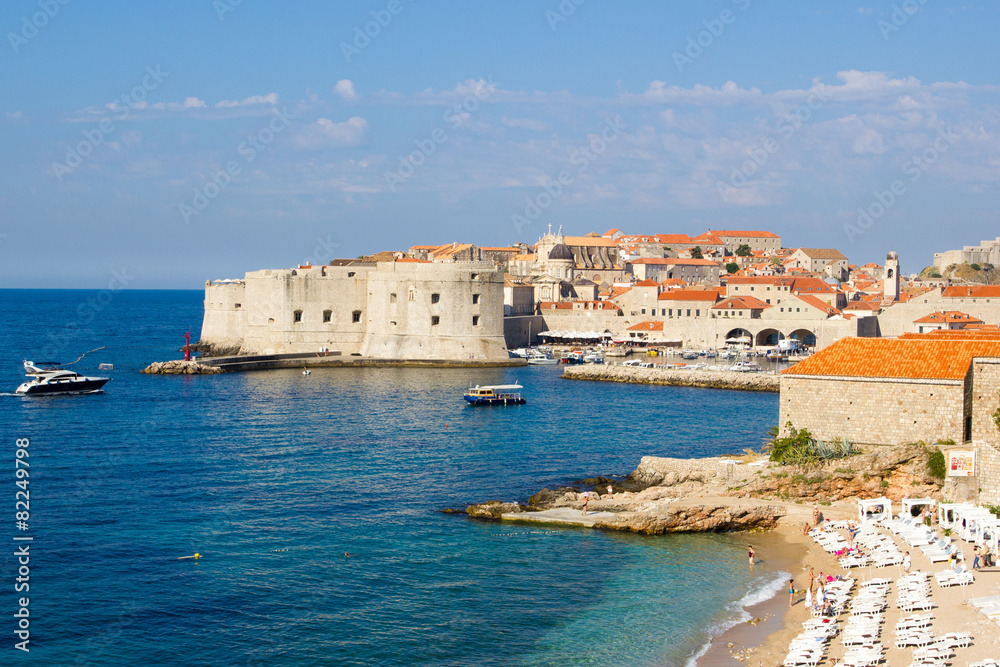 Dubrovnik, Croatia, seascape and city in summer