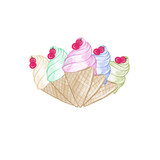 Ice cream cones Hand drawn illustration