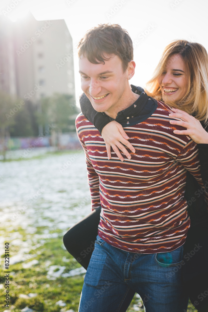 Obraz premium young couple lovers authentic