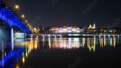 Night view of Warsaw and the Slasko-Dabrowski Bridge © fotorince
