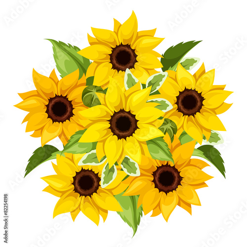 Fototapeta Naklejka Na Ścianę i Meble -  Vector bouquet of sunflowers. Vector illustration.