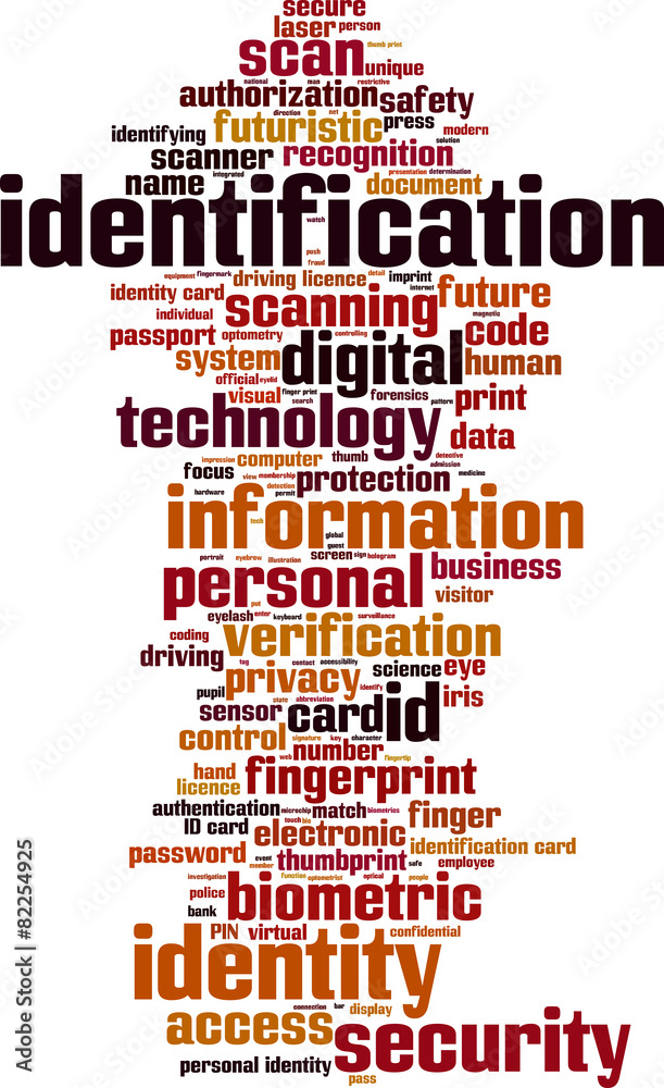 Obraz premium Identification word cloud concept. Vector illustration
