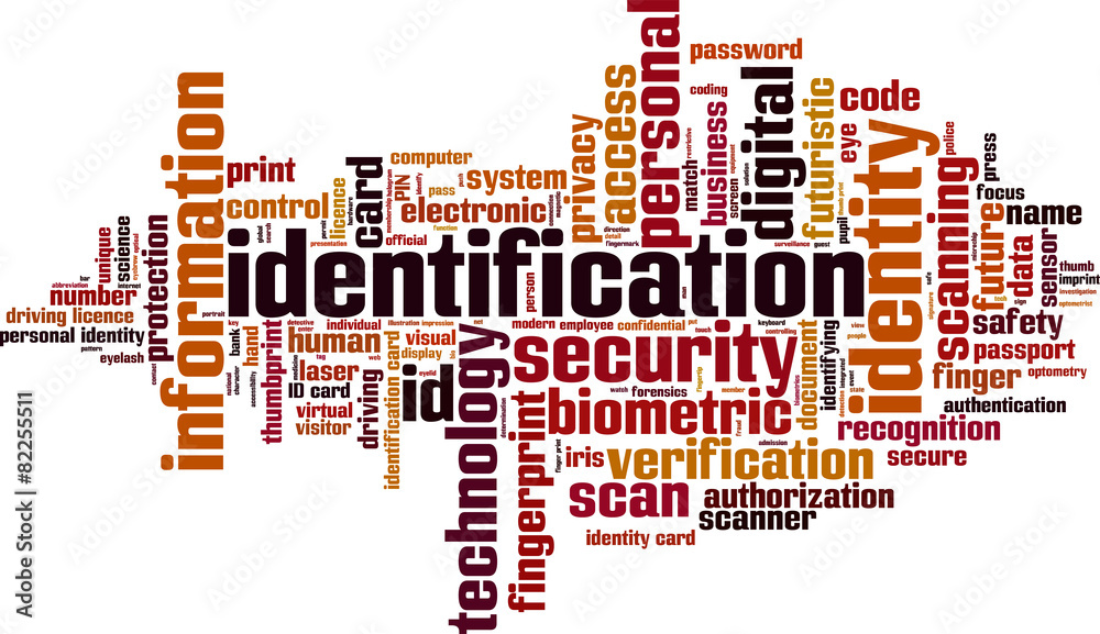 Identification word cloud concept. Vector illustration Identification word cloud concept. Vector illustration
