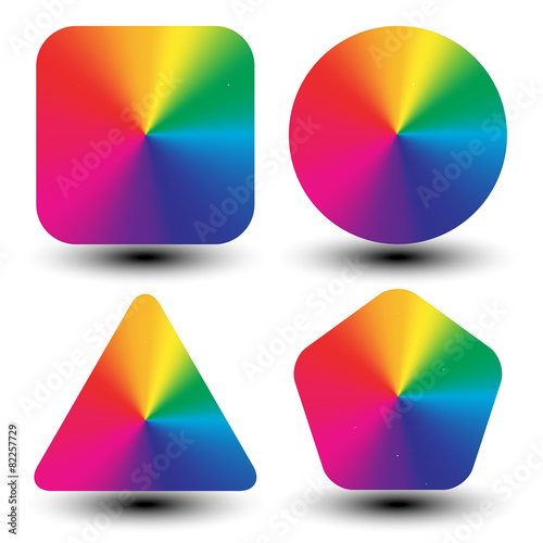 Circular color wheels mapped with different shapes (conical grad