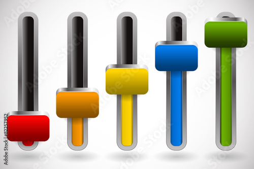 Slider, fader elements. Slider, faders or potentiometers UI elem
