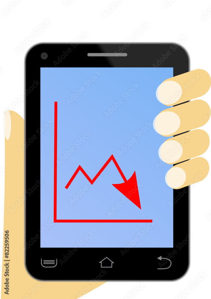 Mobile phone in hand with diagram Mobile phone in hand with diagram