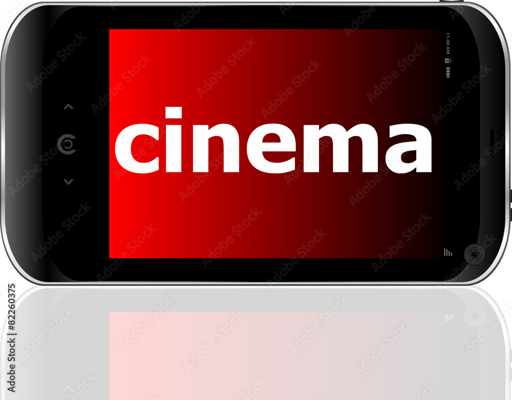 Web development: smartphone with word cinema on display vector Web development: smartphone with word cinema on display vector