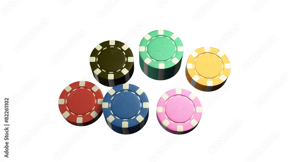 casino chips of 6 color white background casino chips of 6 color white background