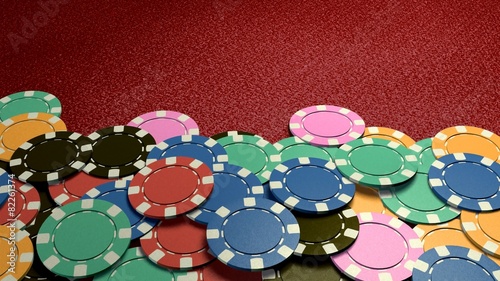 casino chips show hand red table