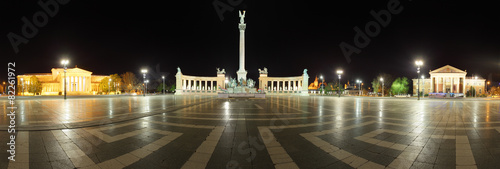 Square of Heroes - Panoramic view at night, Budapest