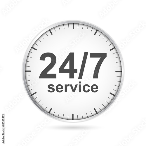 24 hours 7 days customer service icon.