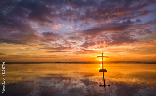Beautiful Suset Cross Reflecton photo