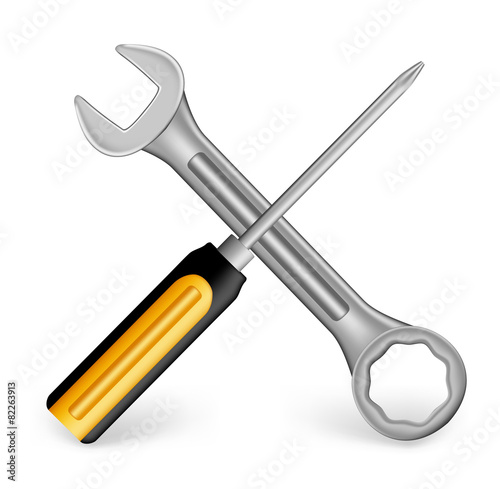 Realistic Metallic Maintenance Tools Icon