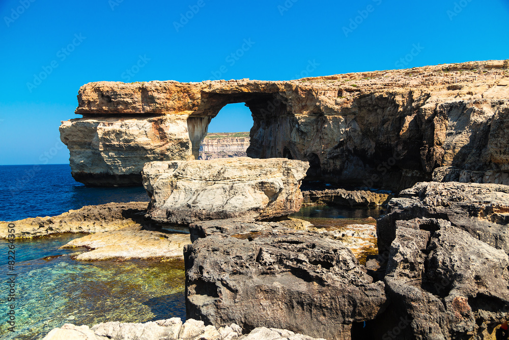 Azure Window, famous stone arch of Gozo island , Malta