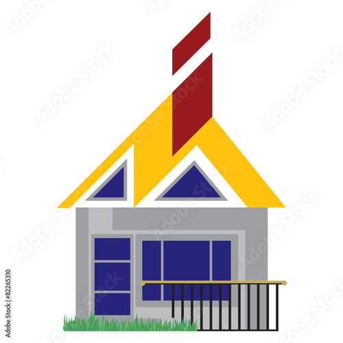The stylized image of the cottage. Vector illustration.