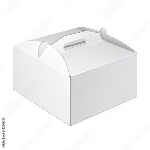 White Short Square Cardboard Cake Carry Box Packaging For Food