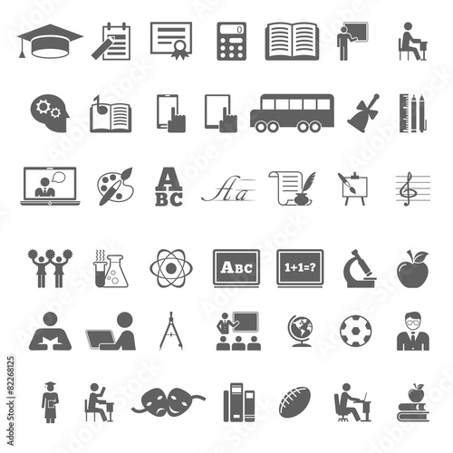 Set of school and education flat icons