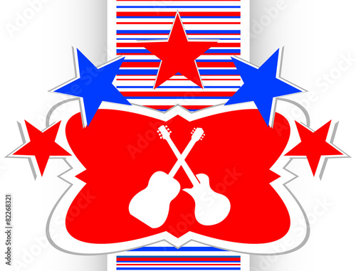 Guitar web icon button isolated on white vector