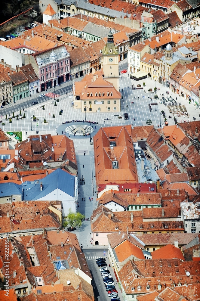 Aerial view of Brasov town
